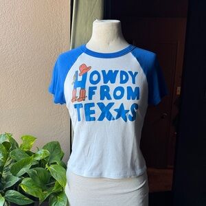 Parker Goods x Blue & White Raglan “Howdy From Texas” Cropped Tee